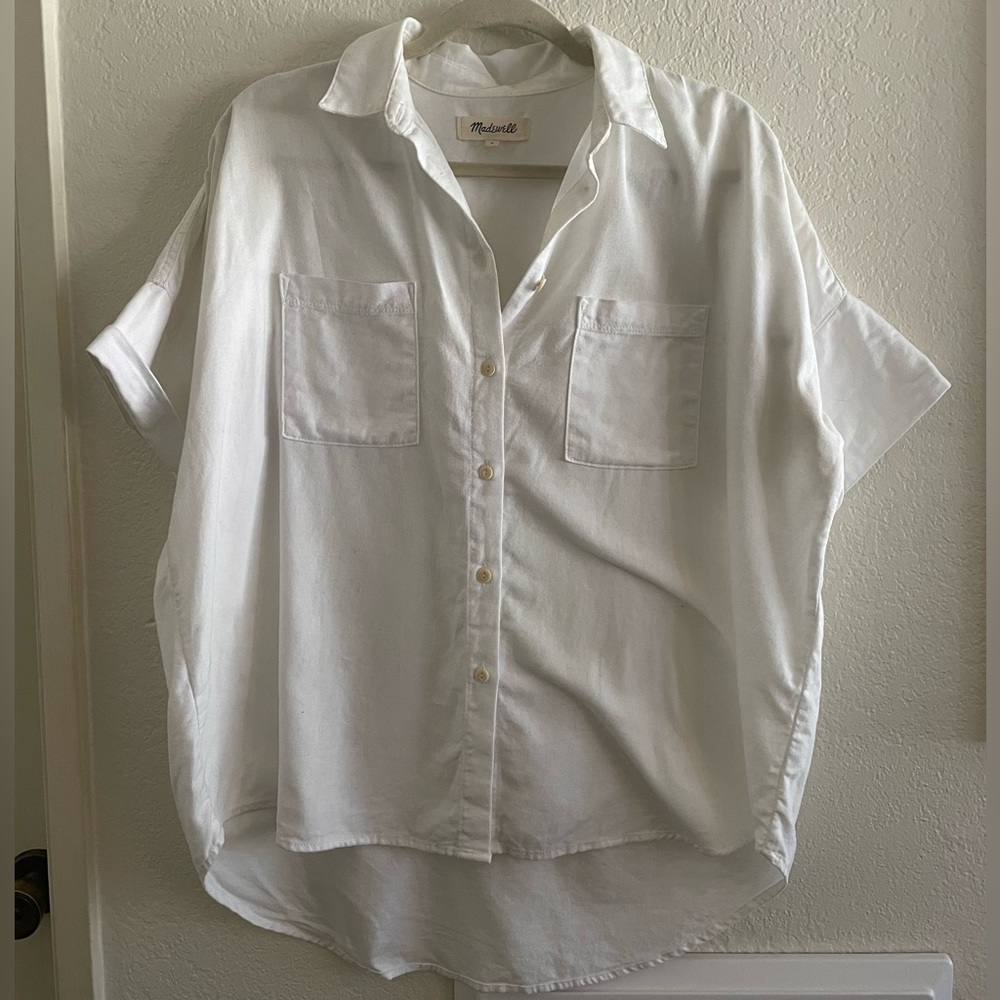 COPY - White Madewell linen button down shirt with double pockets